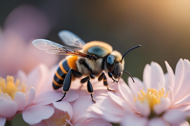 La postura de la abeja de miel