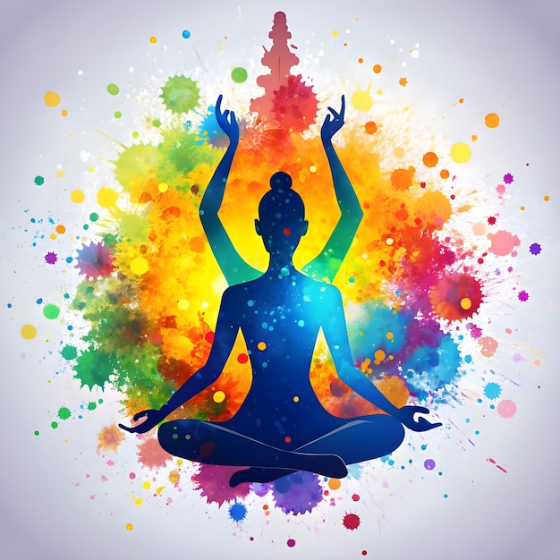 Postura del día mundial del yoga con diseño de póster de mandala