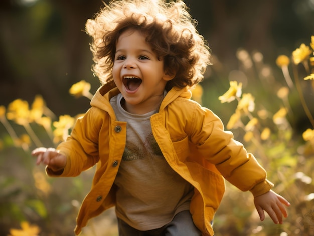 postura dinámica emocional niño brasileño en el otoño