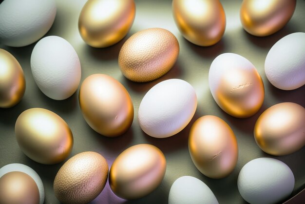 Postura plana de fundo de textura de ovos de galinha coloridos conceito de páscoa Arte gerada por IA de rede neural