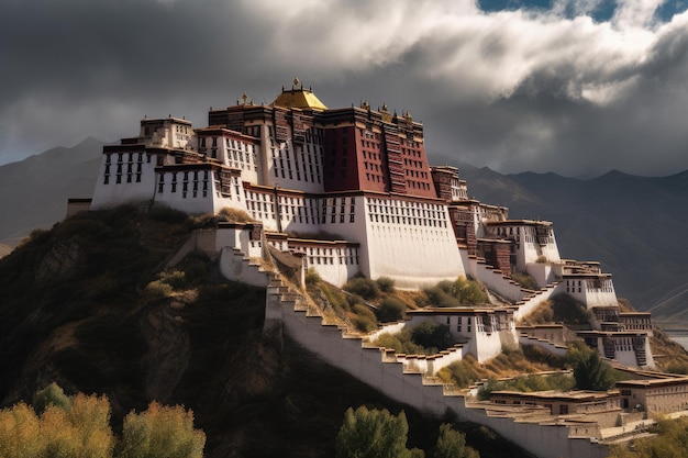 Potala-Palast Majestätisches, farbenfrohes tibetisches Erbe, generativ IA