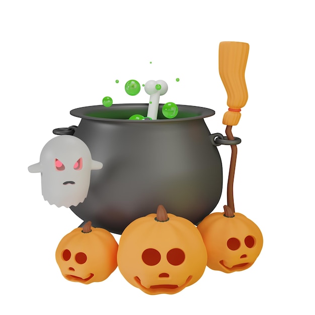 Pote de poção de Halloween com abóbora