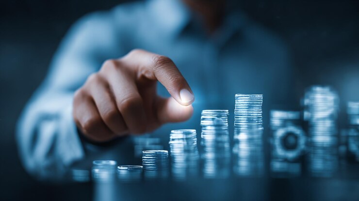 Potencial de crecimiento en las finanzas mostrado a través de monedas apiladas