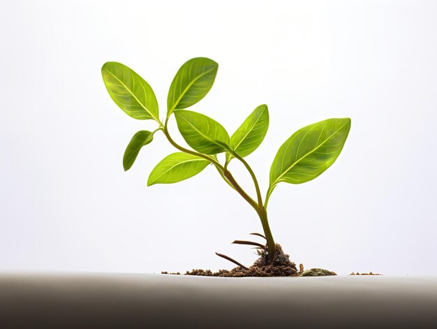 Foto potencial de crecimiento de semillas germinadas aisladas en un fondo blanco generado por ia