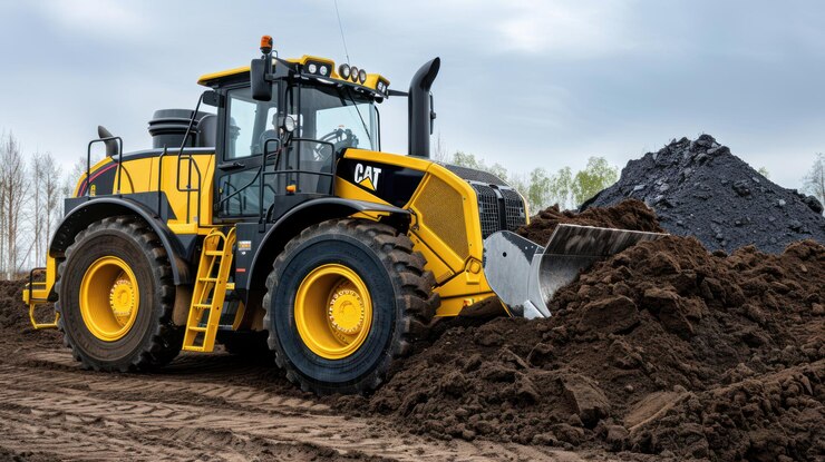 Potente cargador de orugas que mueve grandes cantidades de tierra en un sitio de construcción
