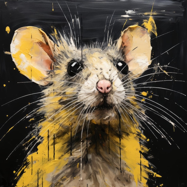 Foto potente y emotivo speedpainting yellow rat con manchas en negro