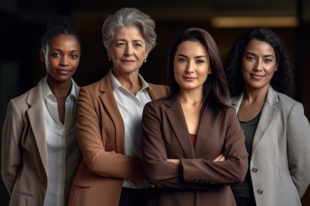 Potente retrato de trabajadores de negocios de oficina mujeres multiétnicas ai generativo