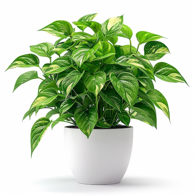 Pothos Epipremnum aureum en la olla blanca