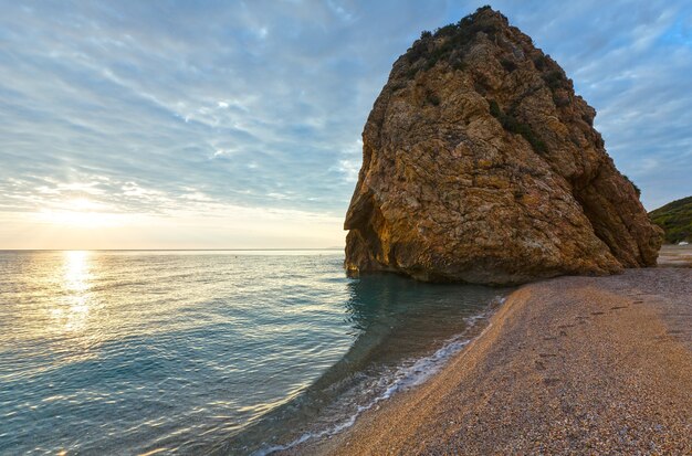 Potistika Strand Sonnenaufgang Blick Griechenland. Ägäisches Meer.