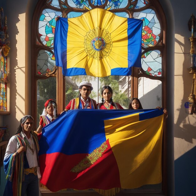 Foto povo colombiano com sua bandeira povo colombiano bandeira colombiana