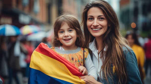 Foto povo colombiano com sua bandeira