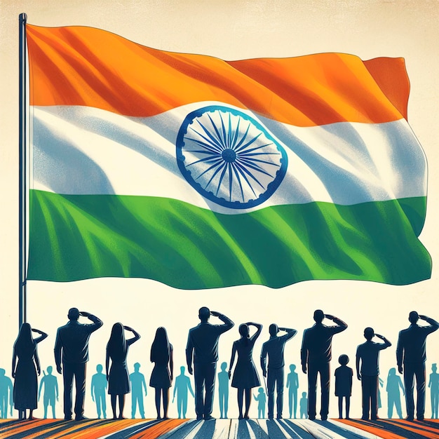 povo e bandeira da Índia ilustração da bandeira da India