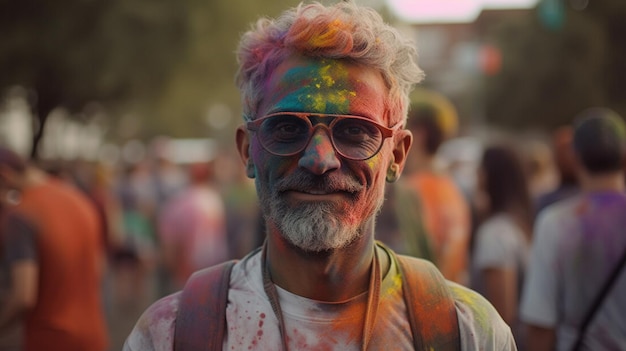 Povos felizes pintados coloridos do festival