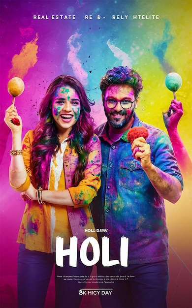 Povos rápidos fazendo celebração o imóvel Holi e belo fundo de cartaz