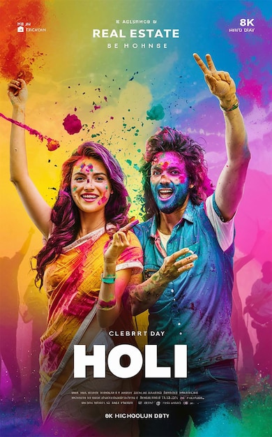 Povos rápidos fazendo celebração o imóvel Holi e belo fundo de cartaz