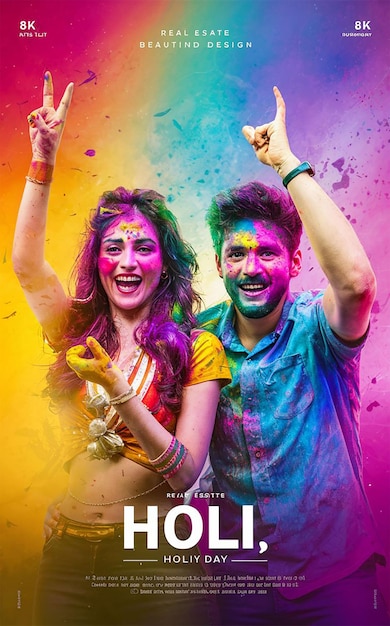 Povos rápidos fazendo celebração o imóvel Holi e belo fundo de cartaz
