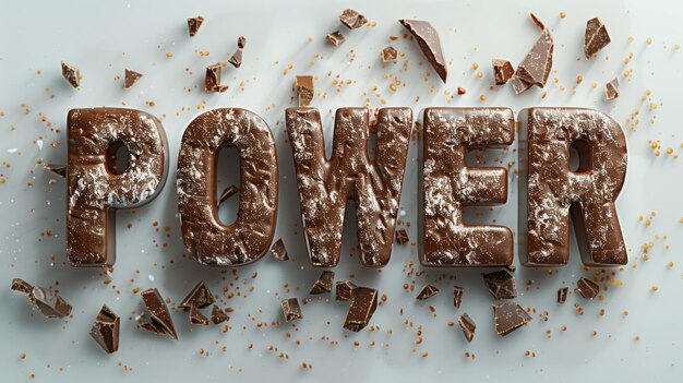 Power Textured Chocolate Bar con caramelo y fondo blanco Inteligencia Artificial Generativa