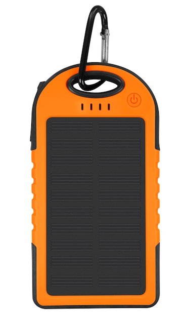 Foto powerbank mit solarpanel orange