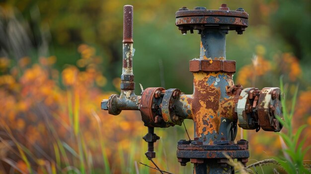 Foto un pozo de petróleo tapado muestra su edad, pero se mantiene estóico mientras espera lo que viene después