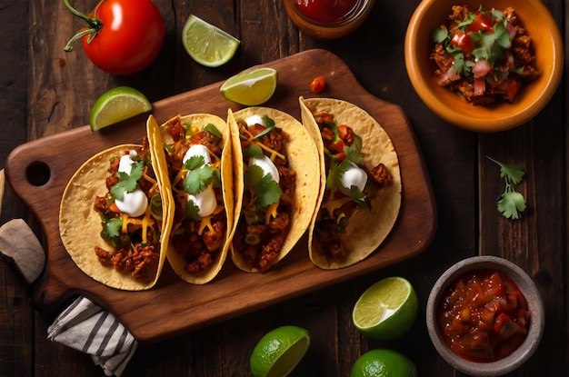 Pozole mexicano em uma tábua de madeira