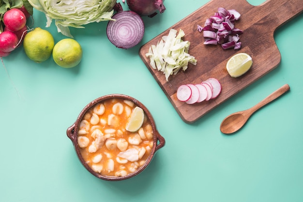 Pozole vermelho comida mexicana típica