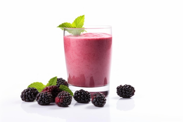 Üppiger Brombeer-Smoothie-Glasgetränk, Lebensmittel-Dessert, Ai generieren