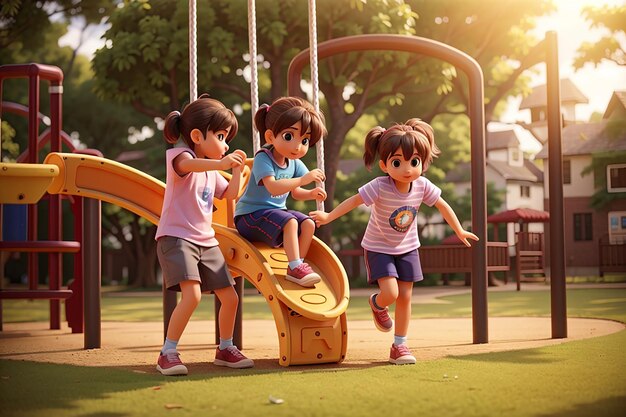 Foto ppy niños jugando en el patio de recreo