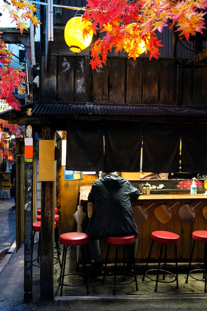 Foto praça de alimentação japonesa tradicional