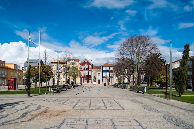 Praca do Almada im Zentrum der Stadt Povoa de Varzim Portugal