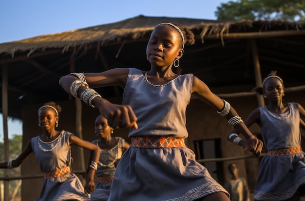 Foto práctica de ballet en un pueblo africano