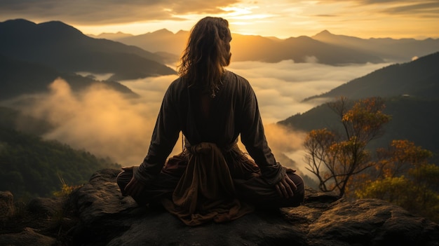 Práctica meditativa de tranquilidad y serenidad en un entorno hermoso y pacífico IA generativa