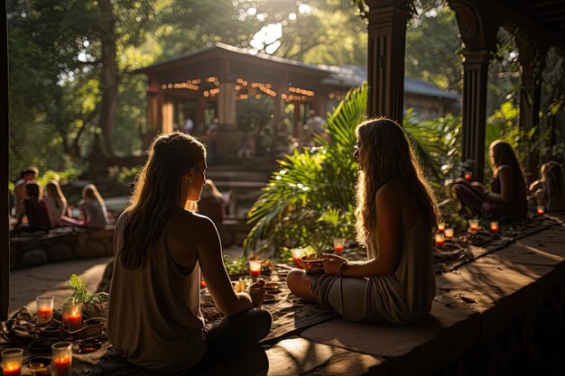 Práctica de yoga en jugos detox IA generativa