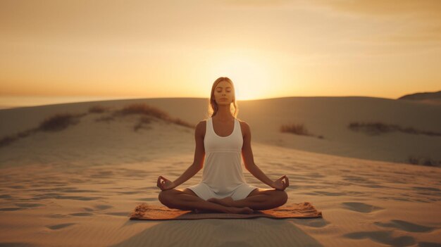 Foto practicar el yoga y la atención plena