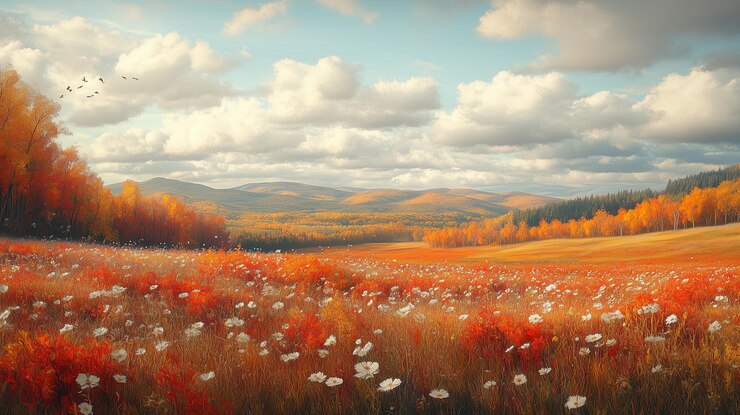 Praderas en el paisaje de otoño