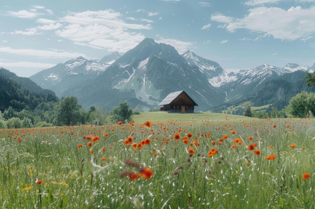 Prado alpino frente a un idílico telón de fondo montañoso Austria