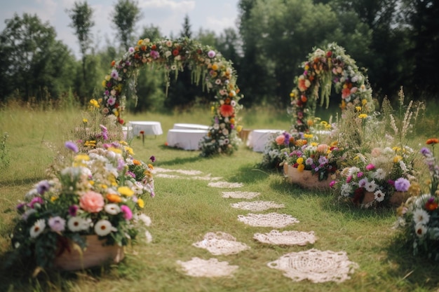 Prado decorado para cerimônia de casamento