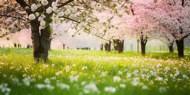 Prado de primavera verde sobre fondo de colores Fondo de color blanco Flores de primavera Naturaleza verde Fondo natural Paisaje de primavera verano