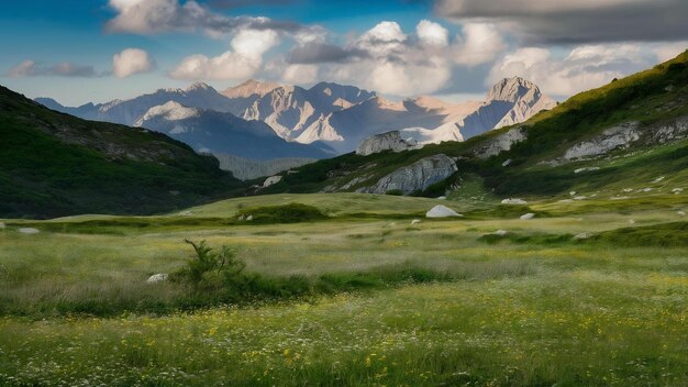 Foto prado de las tierras altas en los pirineos cataluña