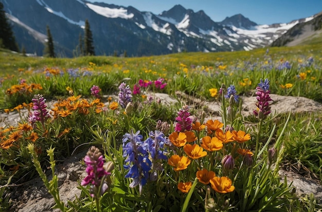 Prados alpinos cubiertos de flores silvestres