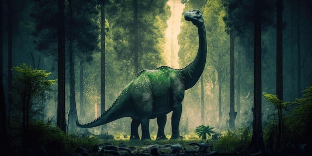 Prähistorische Kreatur oder Dinosaurier in der wilden Natur Realistische Zeichnung