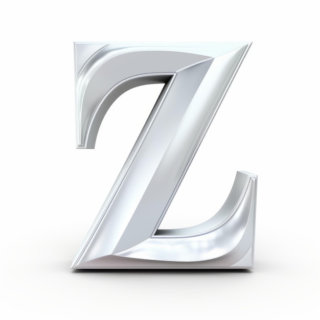 Präzise gefertigter 3D-Silberbuchstaben Z auf weißem Hintergrund