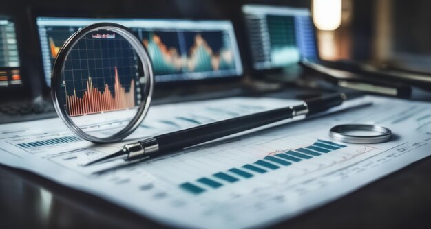 Foto präzise und konzentrierte analyse von finanzdaten