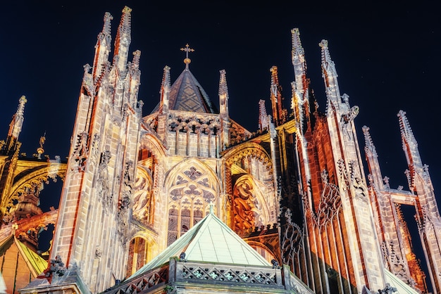 Foto praga catedral de san vito. noche.