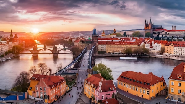 Praga do lado de Vltava, na República Checa