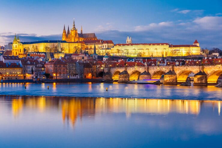 Foto prager burg und karlsbrücke, tschechische republik