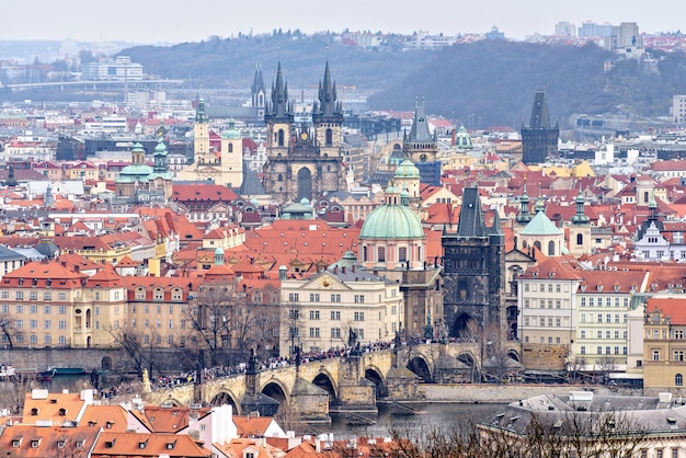 Prager Stadtgebäude und Brücke