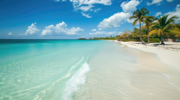 Praia com areia branca e água turquesa gerada por IA Imagem