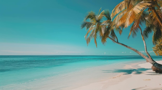 Praia com areia branca e água turquesa gerada por IA Imagem