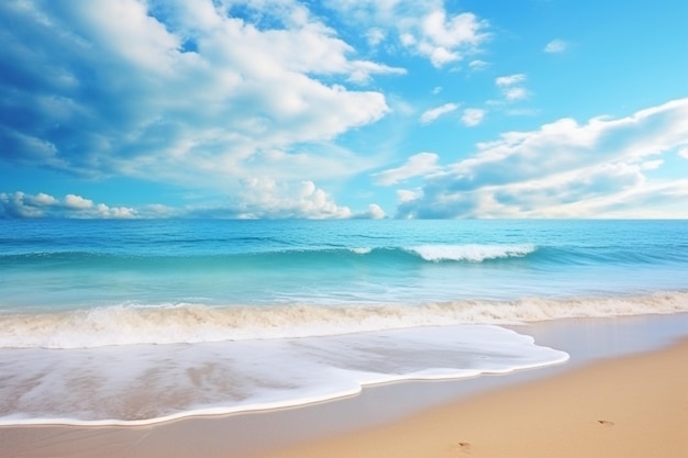 Praia com o mar sem ondas e nuvens