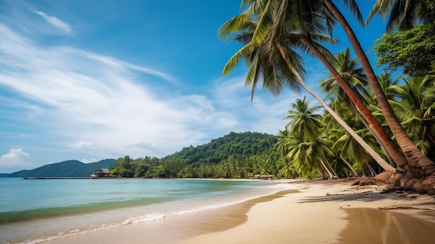 Praia com palmeiras Klong Prao Koh Chang Tailândia